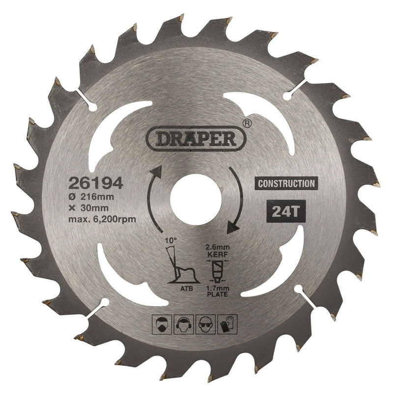 Draper TCT Construction Circular Saw Blade - DR-26194 - Draper - Trade Counter Direct