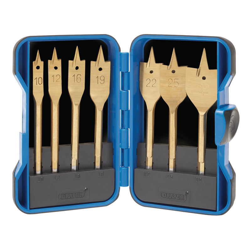 Draper Titanium Nitride Coated Flat Wood Bit Set (7 Piece) - DR-18560 - Draper - Trade Counter Direct