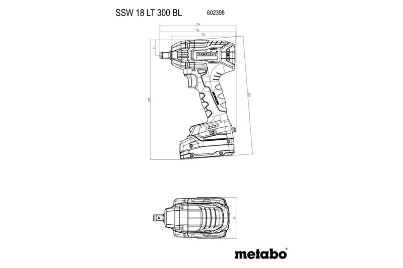 Metabo SSW 18 LT 300 BL (602398850) 18V Brushless Cordless Impact Wrench - Body Only product image 7