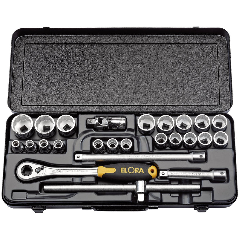 Elora Metric Socket Set, 1/2" Sq. Dr. (25 Piece) - DR-50648 - Elora - Trade Counter Direct
