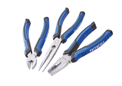 Faithfull - 3 Piece Plier Set (Long Nose, Side Cutters & Combination) - XMS23PLIERS3 - XMS23PLIERS3 - Faithfull - Trade Counter Direct