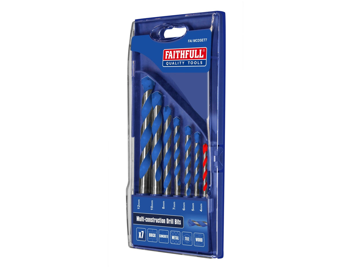Faithfull 7 Piece Multi - Use Drill Bit Set - Sizes: 4 to 12mm - XMS22MULTDRL - XMS22MULTDRL - Faithfull - Trade Counter Direct