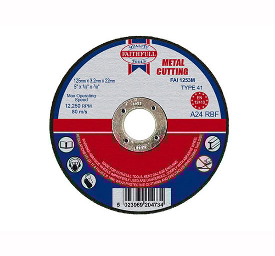 Faithfull Cut Off Disc for Metal 125 x 3.2 x 22mm - Disc Flatcut