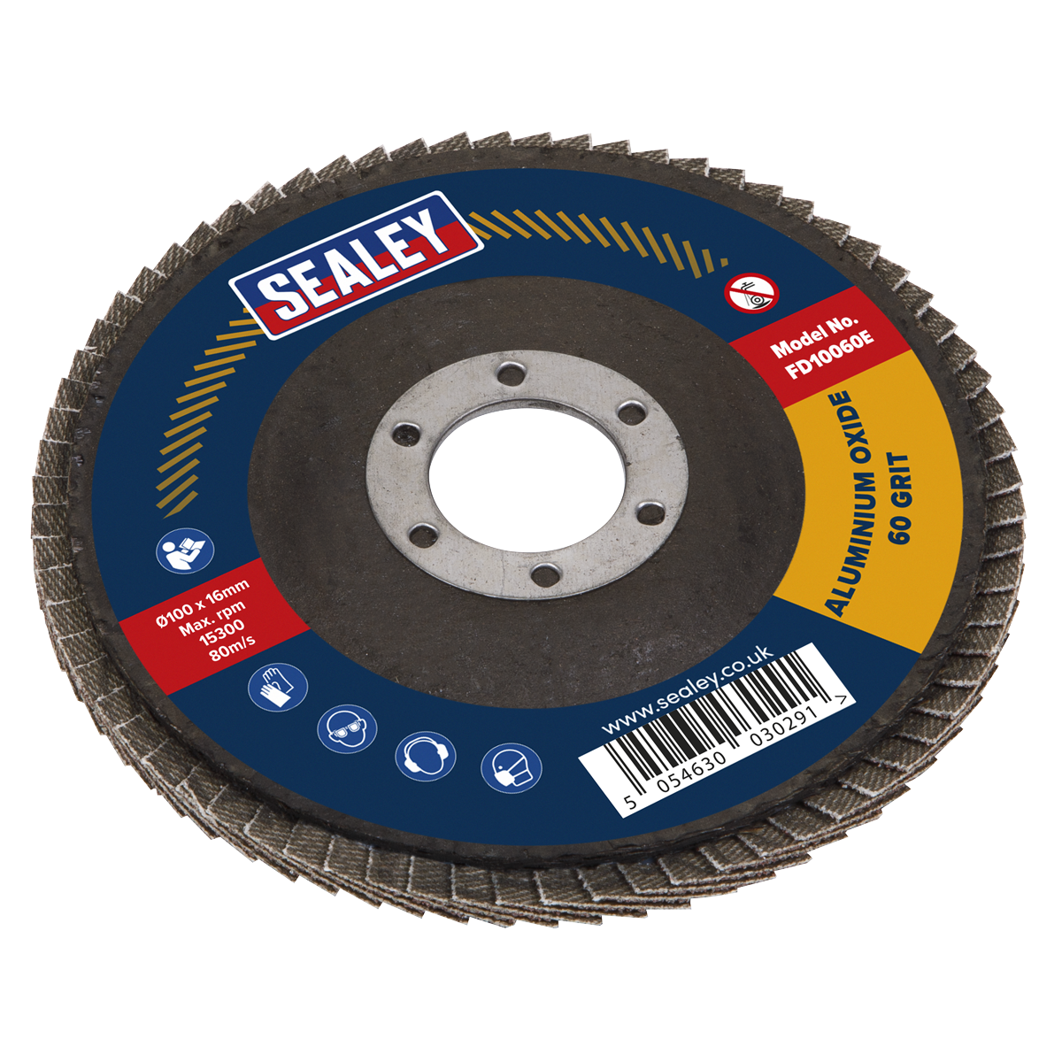 Sealey FD10060E Flap Disc Aluminium Oxide Ø100mm Ø16mm Bore 60Grit