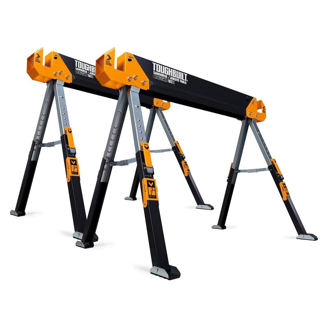 Toughbuilt Adjustable Sawhorse Twin Pack - Versatile Jobsite Table - TB-C650-2