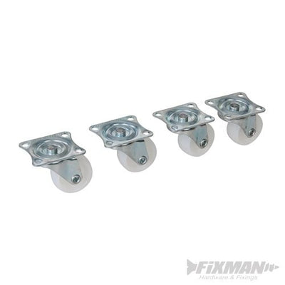 Fixman Light Duty Swivel Castors 4pk 31mm - 372189 - 372189 - Fixman - Trade Counter Direct