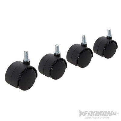 Fixman Twin Wheel Castor Bolt 4pk 40mm Bolt - 275361 - 275361 - Fixman - Trade Counter Direct