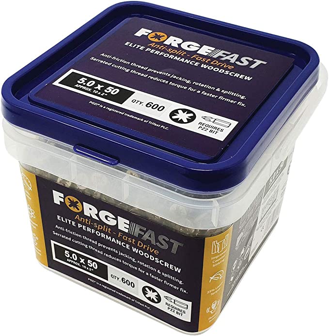 ForgeFast Pozi Compatible Elite Performance Wood Screw ZY - Tub Qtys - FFP430YT - ForgeFix - Trade Counter Direct