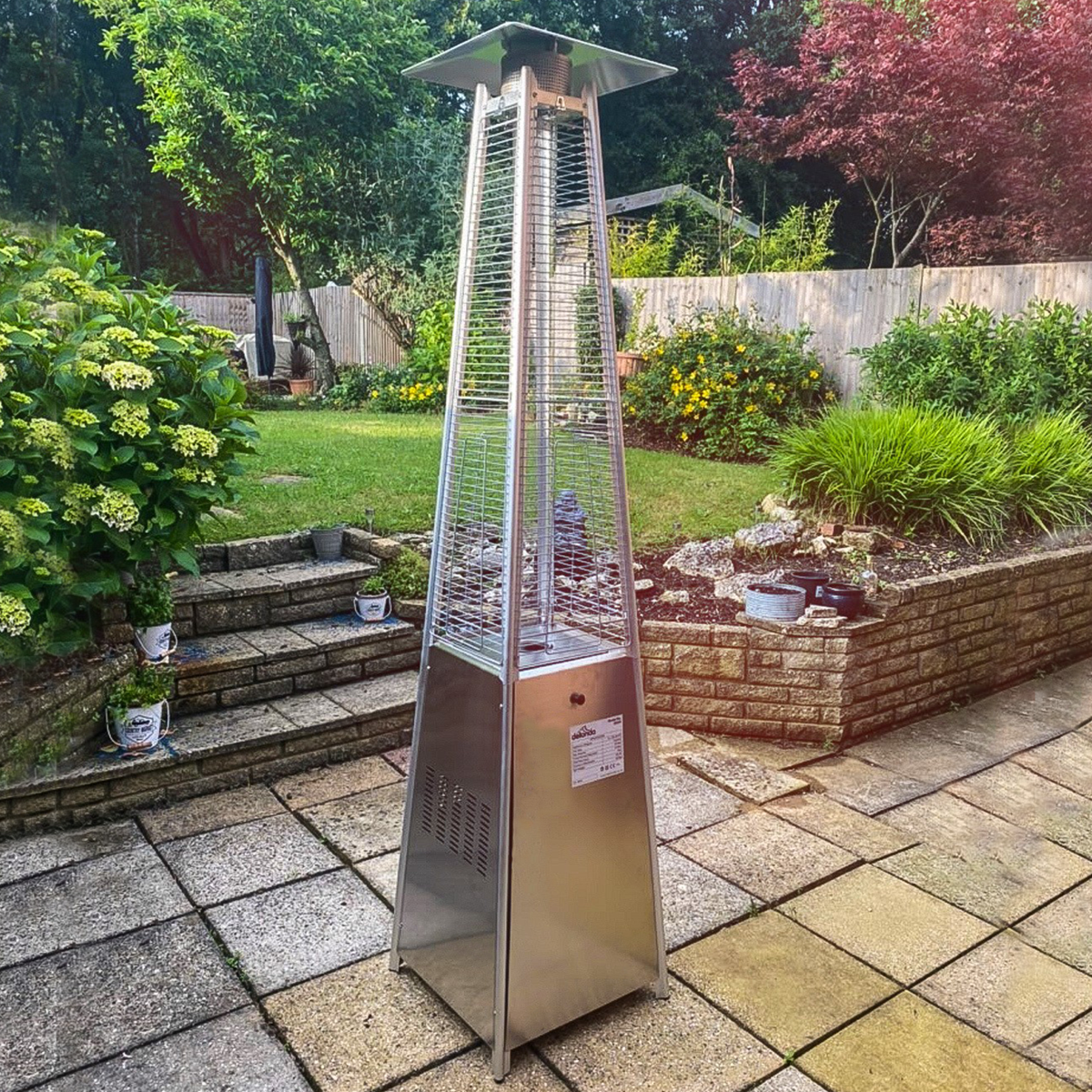Dellonda Pyramid Gas Patio Heater 13kW Commercial/Garden Use, Stainless Steel - DG99