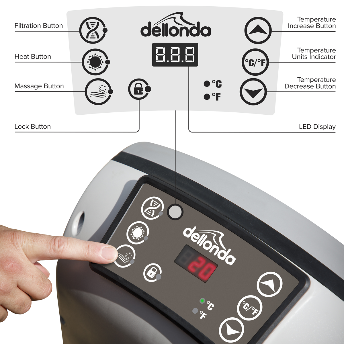 Dellonda 4-6 Person Inflatable Hot Tub Spa with Smart Pump - Wood Effect - DL89