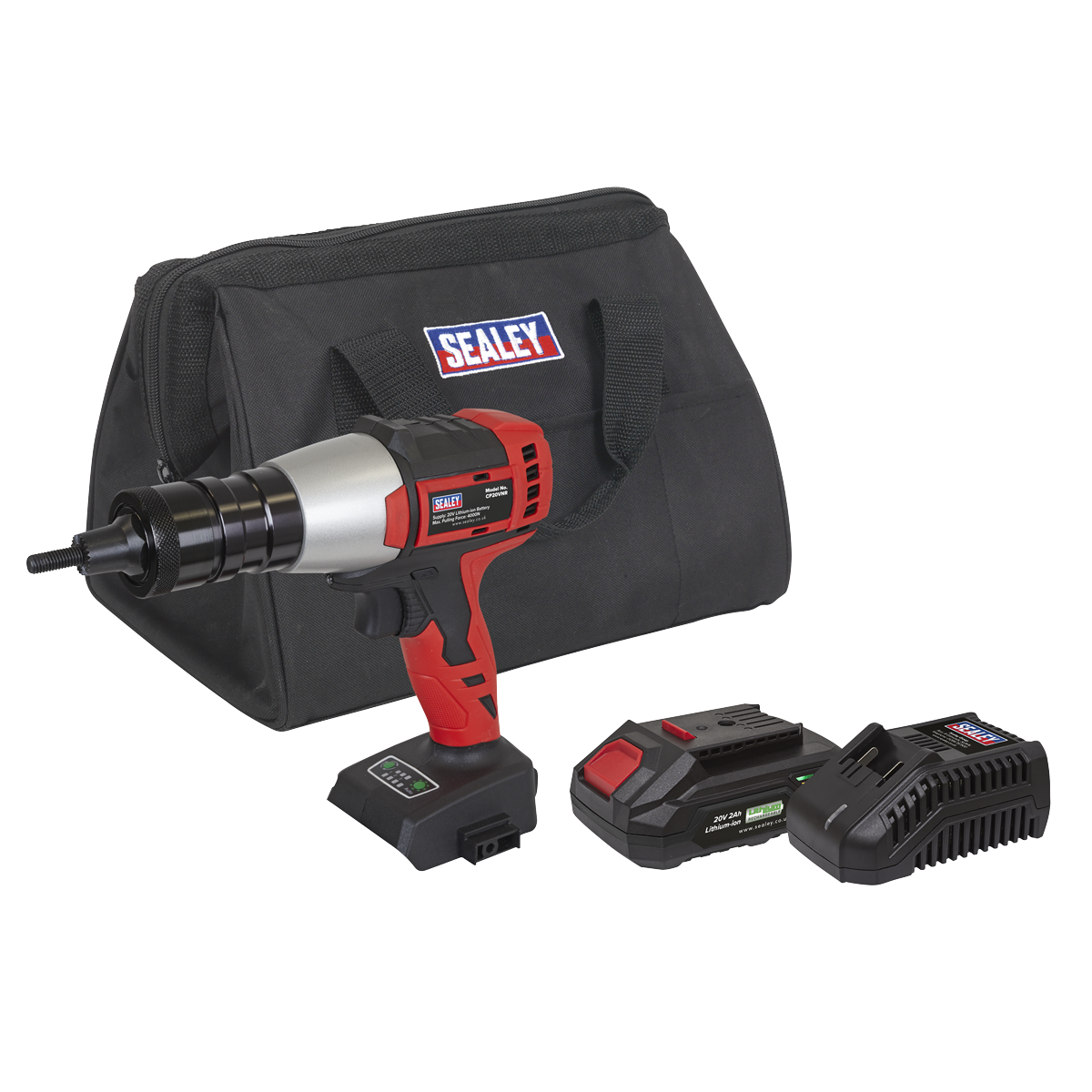 Sealey CP20VNRKIT1 20V 2Ah SV20 Series Brushless Cordless Nut Riveter Kit