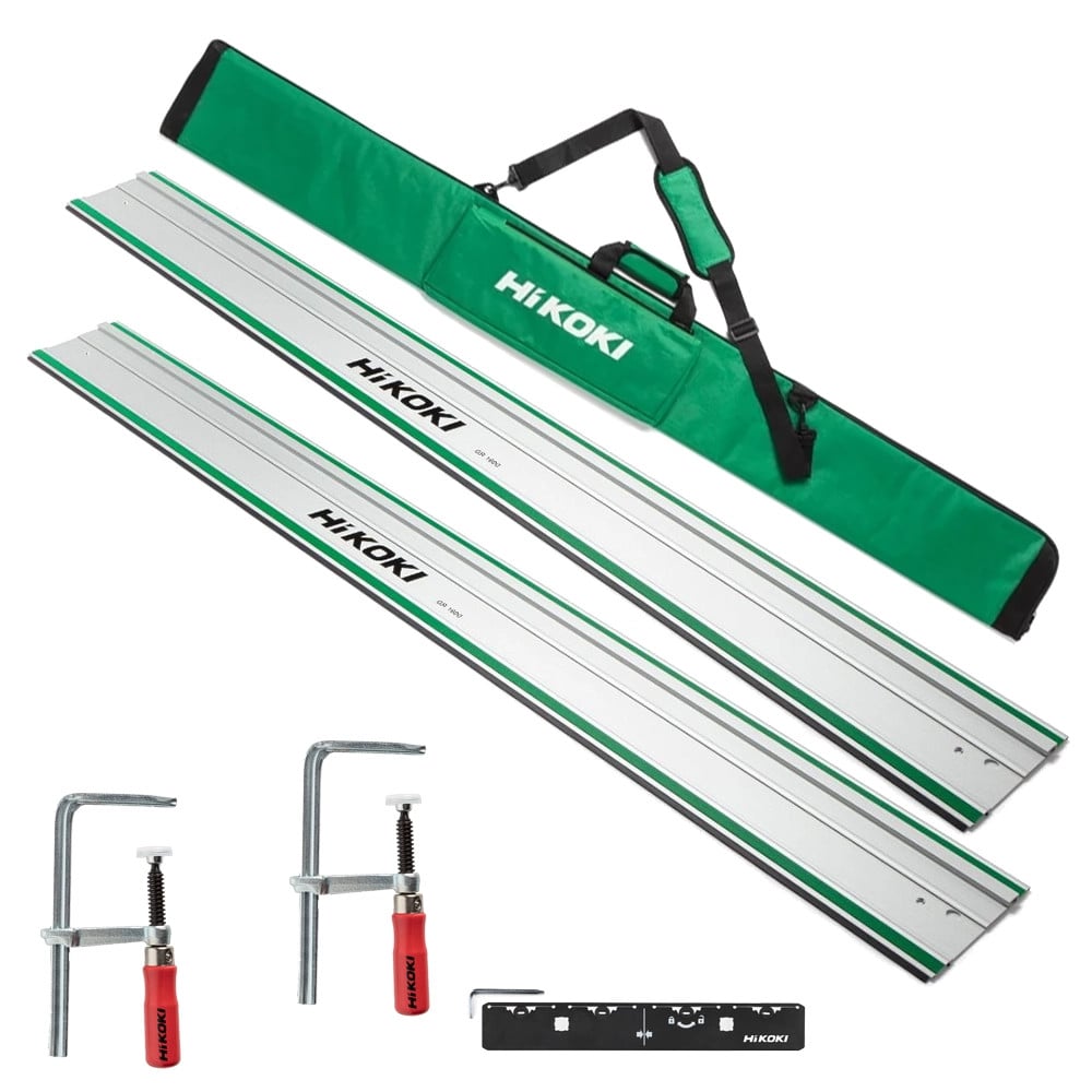 Hikoki GR1600KIT Guide Rail Kit - 2x 1.6m Rails, Connector, 2x Clamps & Kit Bag
