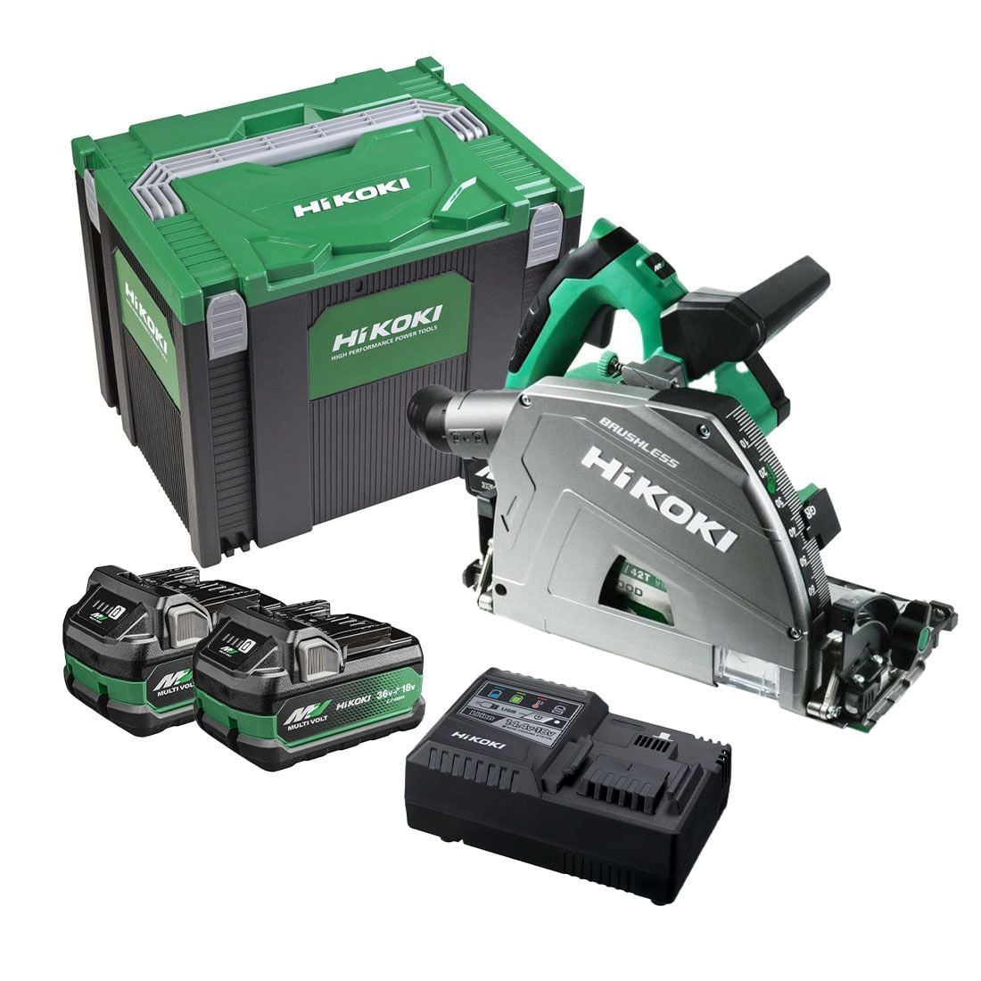 Hikoki C3606DPAJVZ 36V MultiVolt Plunge Cut Saw 165mm 2 x 4/8Ah Battery Kit - C3606DPAJVZ - HiKOKI / Hitachi Power Tools UK - Trade Counter Direct