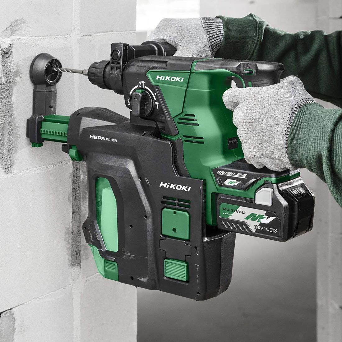 HiKOKI DH36DPB/J3Z 36V Multi - Volt Cordless SDS - Plus Hammer Drill Brushless (With Dust Extraction) - Bare Unit - DH36DPB/J3Z - HiKOKI / Hitachi Power Tools UK - Trade Counter Direct
