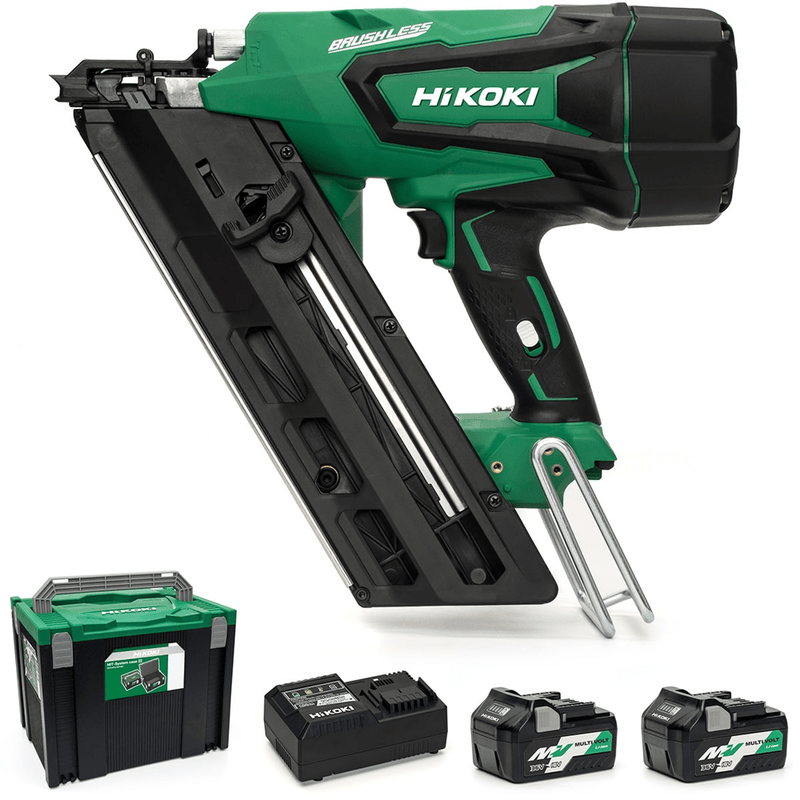 HiKOKI / Hitachi NR1890DBCL/JRZ 18v First Fixed Framing Nail Gun - 2 x 5.0Ah MultiVolt Batteries - NR1890DBCL/JRZ - HiKOKI / Hitachi Power Tools UK - Trade Counter Direct
