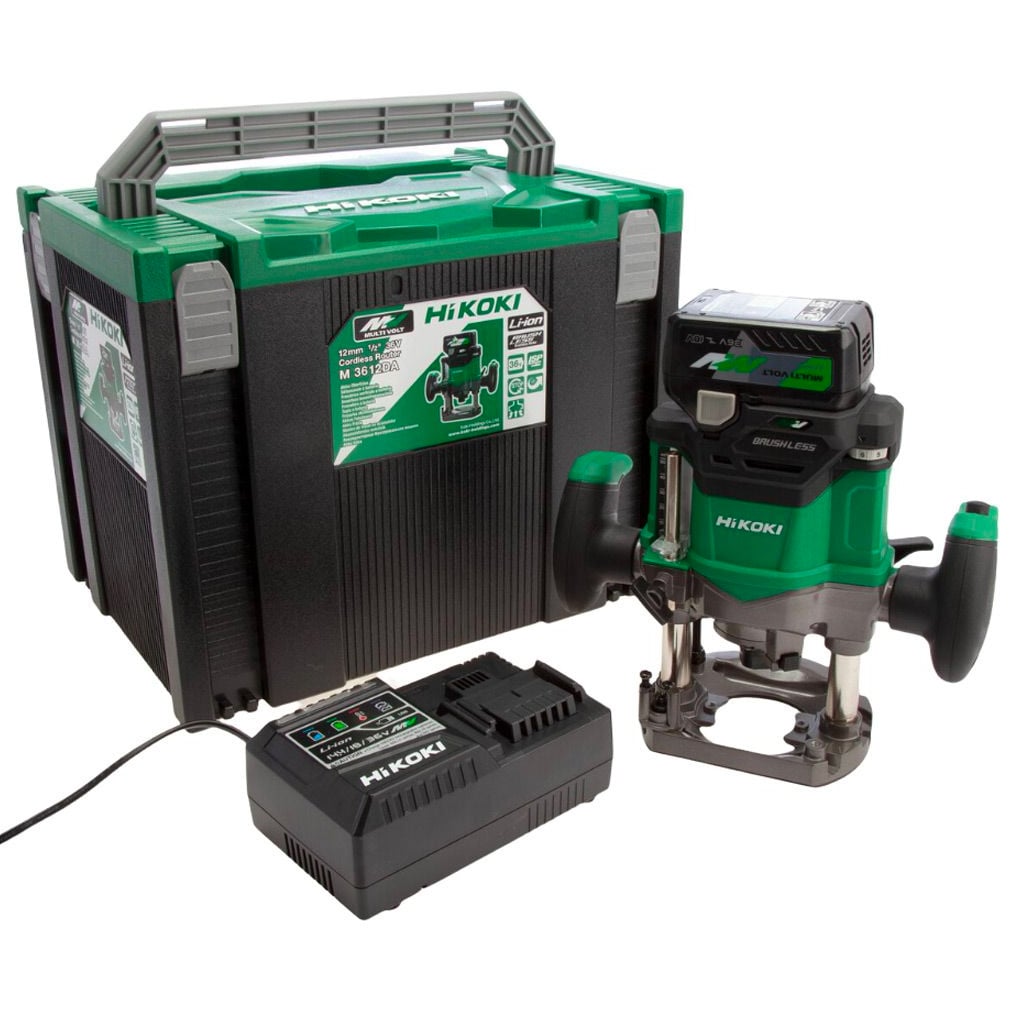 Hikoki M3612DAJPZ Cordless 36V Half Inch Plunge Router (1x 2.5Ah 36V / 5Ah 18V Multi-Volt Battery, Charger & Case)