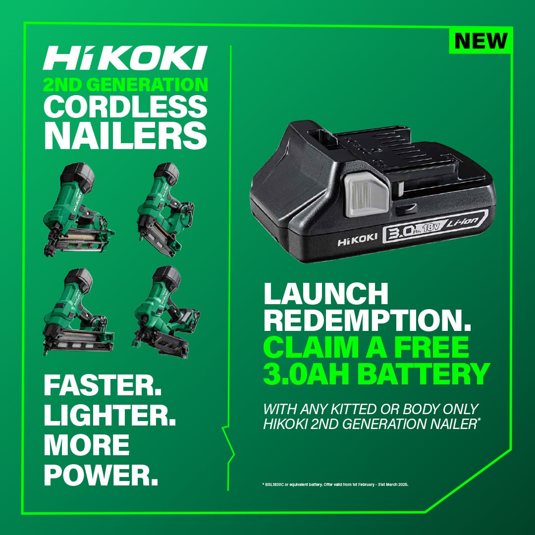 Hikoki 18V 15GA Brushless Angled Finish Nailer 2 x 2.0Ah batteries, charger and Case - NT1865DAAJXZ