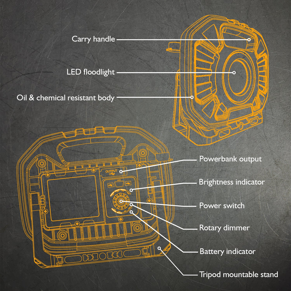 JCB Hybrid 2500 LM Site Light - JCB-SL-TUFFDUAL - JCB Work Lights - Trade Counter Direct