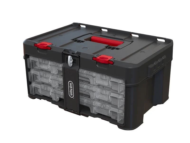 Keter Stack N Roll 3 - Set Organiser - Customizable, Clear Containers with Stack N Roll Connectivity - KETSNR3ORG - Keter Plastics UK - Trade Counter Direct