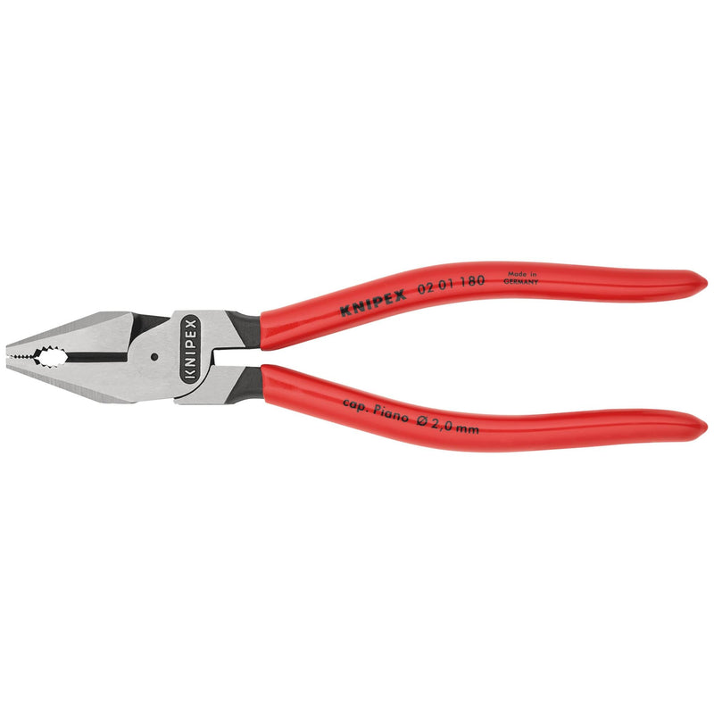 KNIPEX 02 01 180 High Leverage Combination Pliers, 180mm - DR-19587 - KNIPEX - Trade Counter Direct