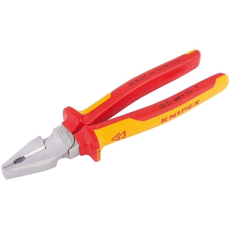 Knipex 02 06 225 02 06 225 Fully Insulated High Leverage Combination Pliers, 225mm - (49169) - DR-49169 - Draper - Trade Counter Direct