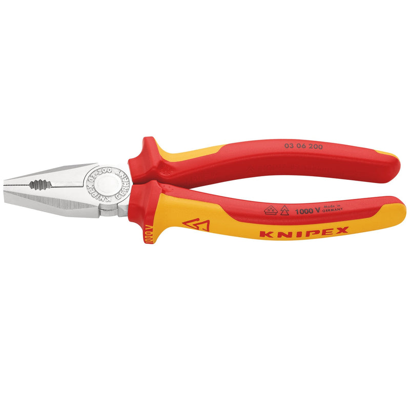KNIPEX 03 06 200 SBE VDE Combination Pliers, 200mm - DR-81212 - KNIPEX - Trade Counter Direct