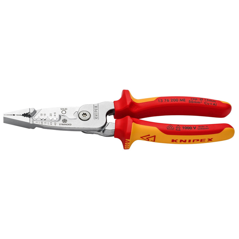 KNIPEX 13 76 200 ME VDE Wire Stripper with Multi-Component Grips, 200mm - DR-13192 - KNIPEX - Trade Counter Direct