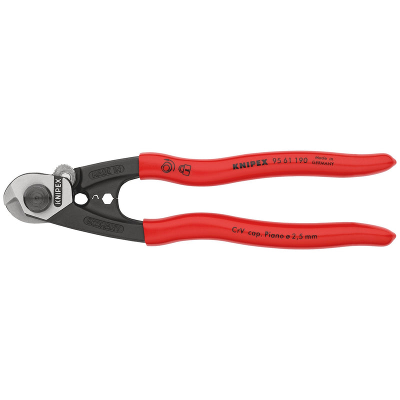 KNIPEX 95 61 190 SB Wire Rope Cutter Forged, 190mm - DR-03047 - KNIPEX - Trade Counter Direct