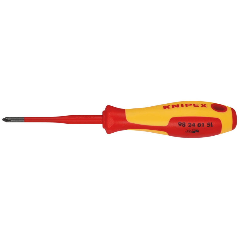 KNIPEX 98 24 01 SL VDE Insulated Phillips Screwdriver, PH1 x 80mm - Slim - DR-72452 - KNIPEX - Trade Counter Direct