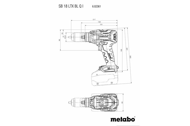 Metabo SB 18 LTX BL Q I (602361850) 18V Brushless Cordless Hammer Drill - Body Only product image 4
