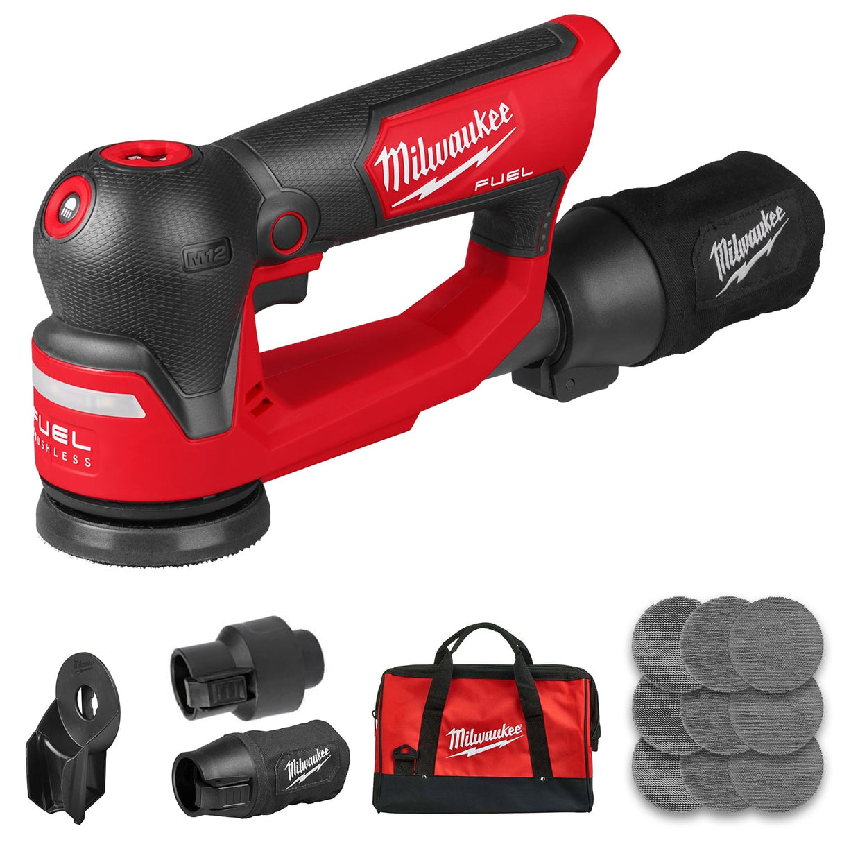 Milwaukee M12FSDR75-0B 12v Fuel 75mm Random Orbital Sander With Bag