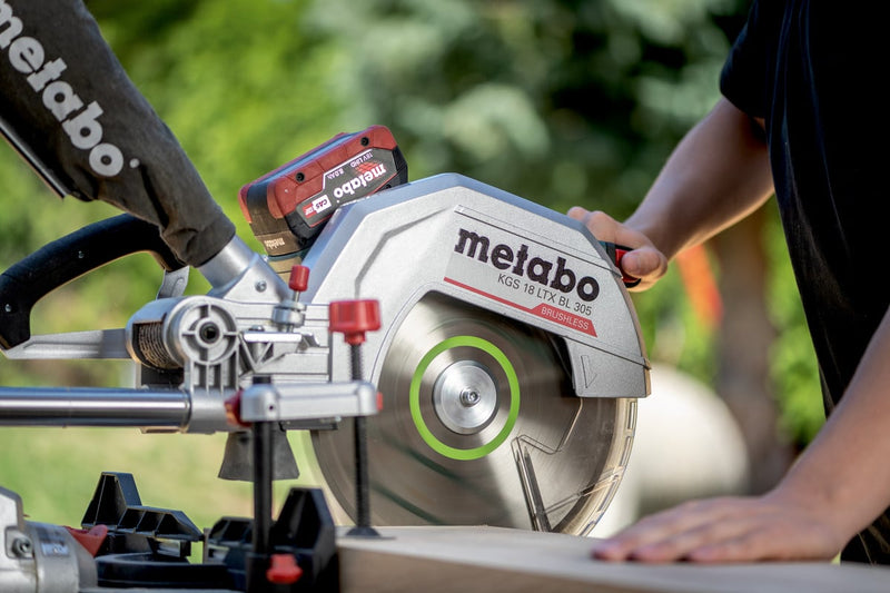 Metabo KGS 18 LTX BL 305, Brushless 12" Double bevel Cross Cut Mitre Saw, Body Only - 614305850 - 614305850 - Metabo Power Tools UK - Trade Counter Direct