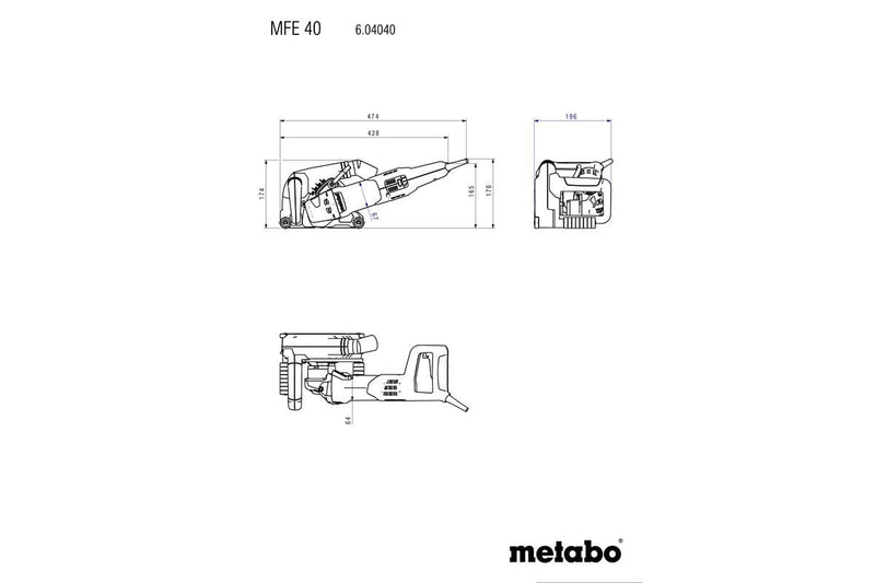 Metabo MFE40 - 110V 1700W Corded Wall Chaser with Carry Case - 604040610 - MFE40-110V - Metabo Power Tools UK - Trade Counter Direct