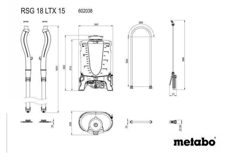 METABO RSG18LTX15 BACK PACK SPRAYER BODY ONLY - RSG18LTX15 - Metabo Power Tools UK - Trade Counter Direct