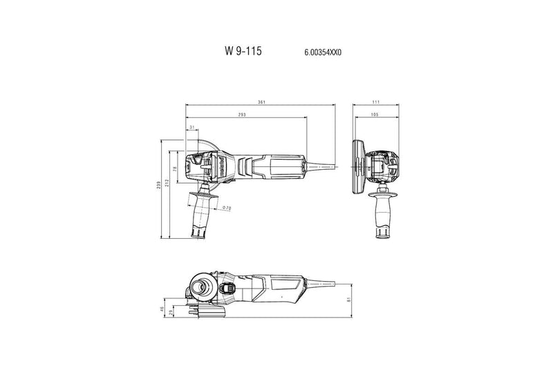 Metabo W9115 - 240V 115mm Angle Grinder 900w - W9115-240V - Metabo Power Tools UK - Trade Counter Direct