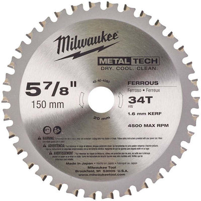 Milwaukee 150x20 34T Metal Cutting Blade - 48404080 - 48404080 - Milwaukee Tools UK - Trade Counter Direct