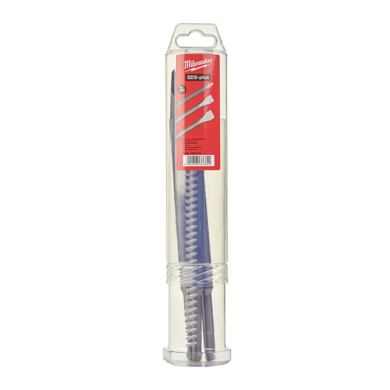 Milwaukee 4932430001 SDS Plus Flat, Pointed and Wide Chisel Set - 4932430001 - Milwaukee Tools UK - Trade Counter Direct