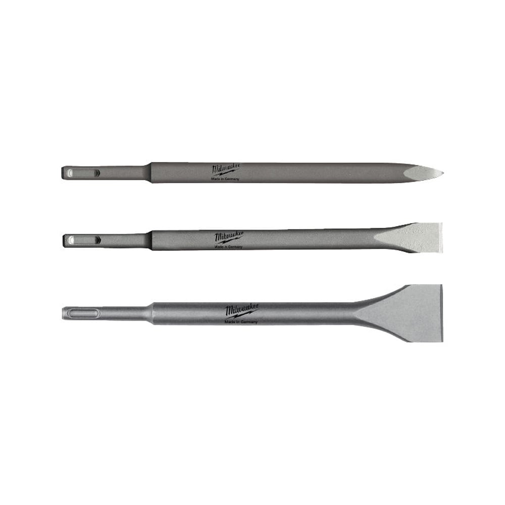 Milwaukee 4932430001 SDS Plus Flat, Pointed and Wide Chisel Set - 4932430001 - Milwaukee Tools UK - Trade Counter Direct