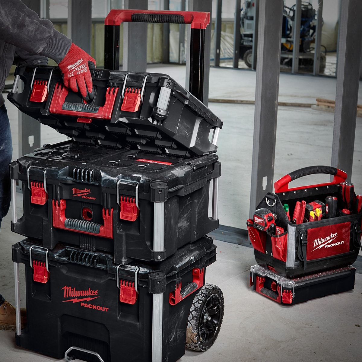Milwaukee 4932464244 Packout 3 Piece Toolbox System - 4932464244 - 4932464244-NEW-3PC - Milwaukee Tools UK - Trade Counter Direct