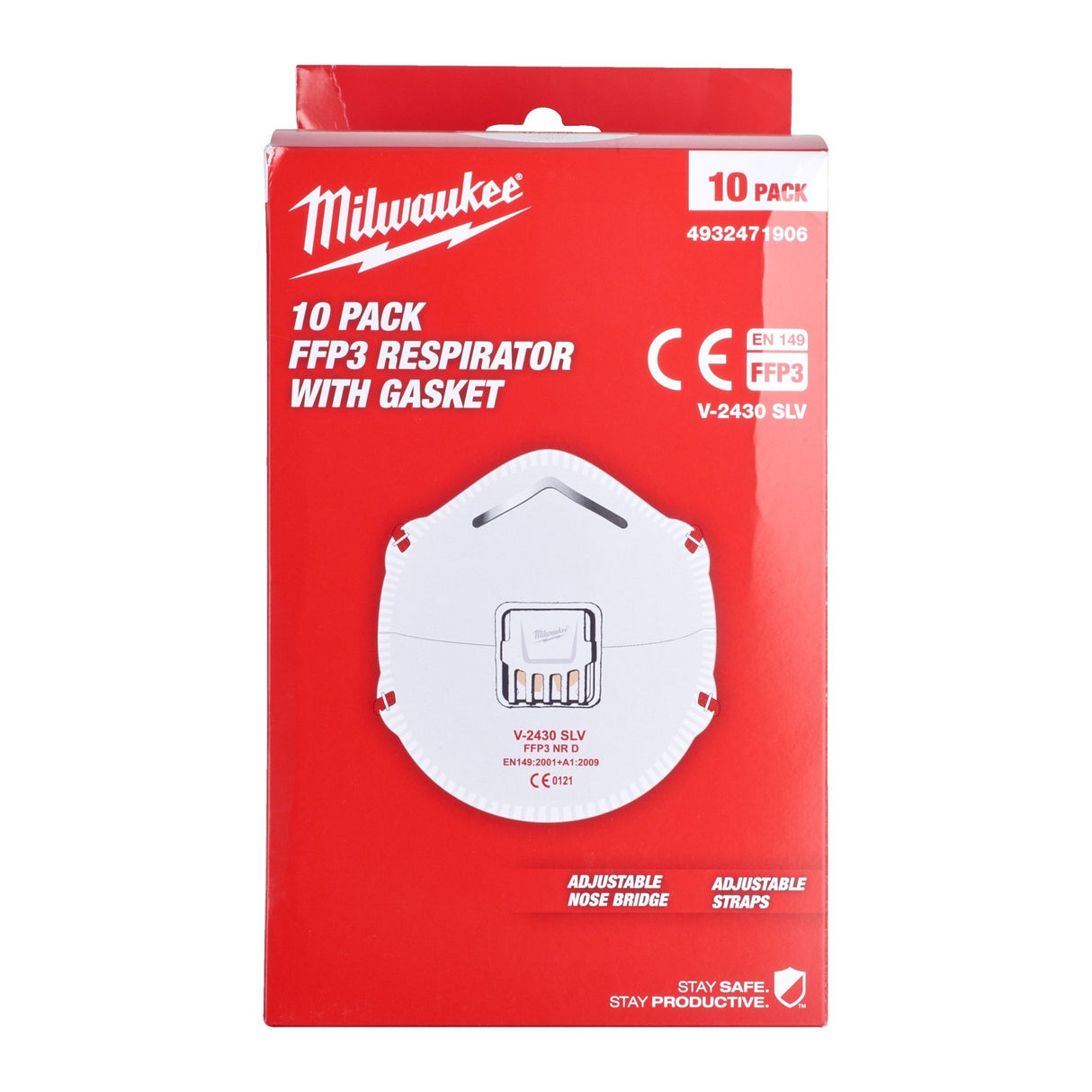 Milwaukee 4932471906 FFP3 Respirator with Valve FFP3 Respirator with Valve - 10pc - 4932471906 - Milwaukee Tools UK - Trade Counter Direct