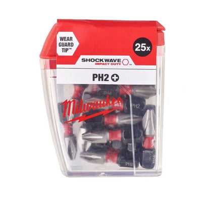 Milwaukee 4932472037 SCREWDR. BIT ShW CD PH2 25mm - 25pc UK GBX - 4932472037 - Milwaukee Tools UK - Trade Counter Direct