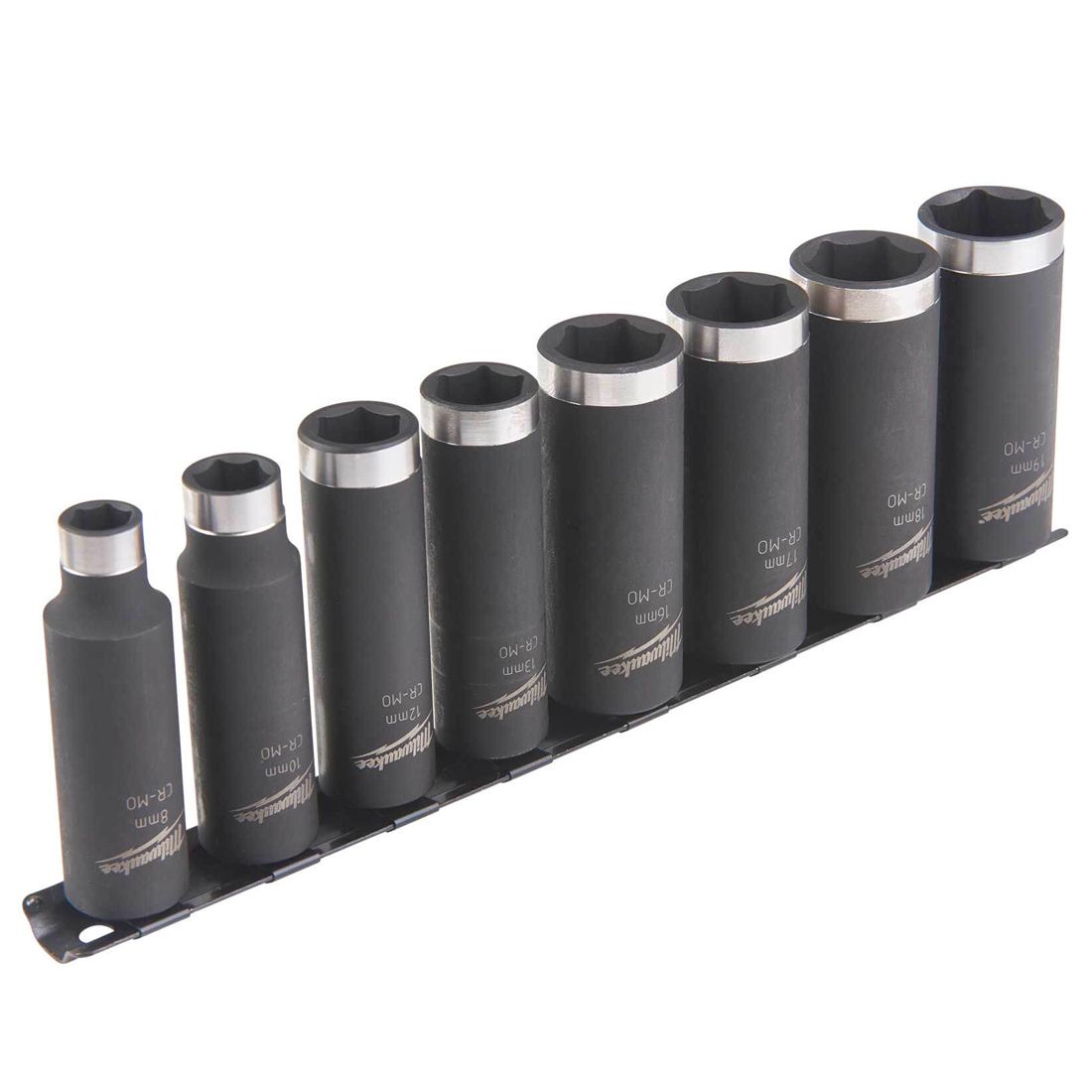 Milwaukee 9 Piece 3/8" Deep Impact Socket Rail Set - 4932480455 - 4932480455 - Milwaukee Tools UK - Trade Counter Direct
