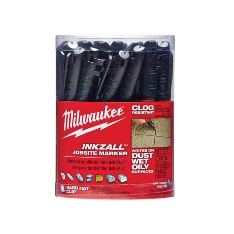 Milwaukee INKZALL Jobsite Fine Point Markers - 48223100 - Pack of 36 - 48223100-36 - Milwaukee Tools UK - Trade Counter Direct