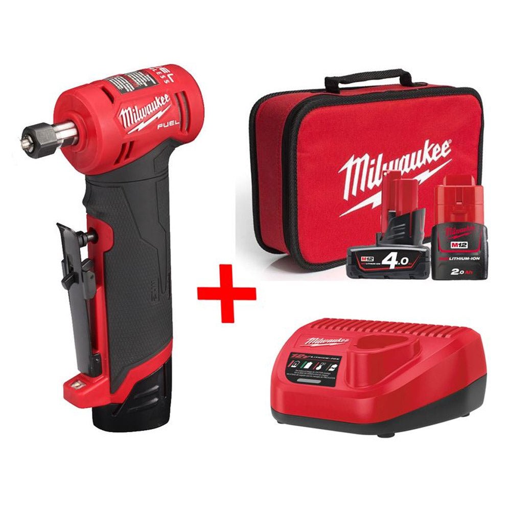Milwaukee M12FDGA - 422B 12V M12 FUEL Angled Die Grinder Kit - M12FDGA-422B - Milwaukee Tools UK - Trade Counter Direct