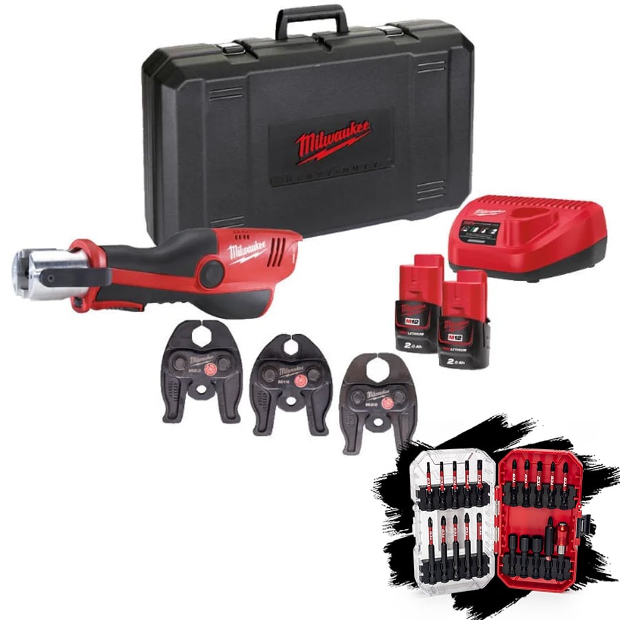 Milwaukee M12HPT - 202C M12 SUB COMPACT FORCE LOGIC™ Hydraulic Press Tool (TH Set) - M12HPT-202C-TH - Milwaukee Tools UK - Trade Counter Direct