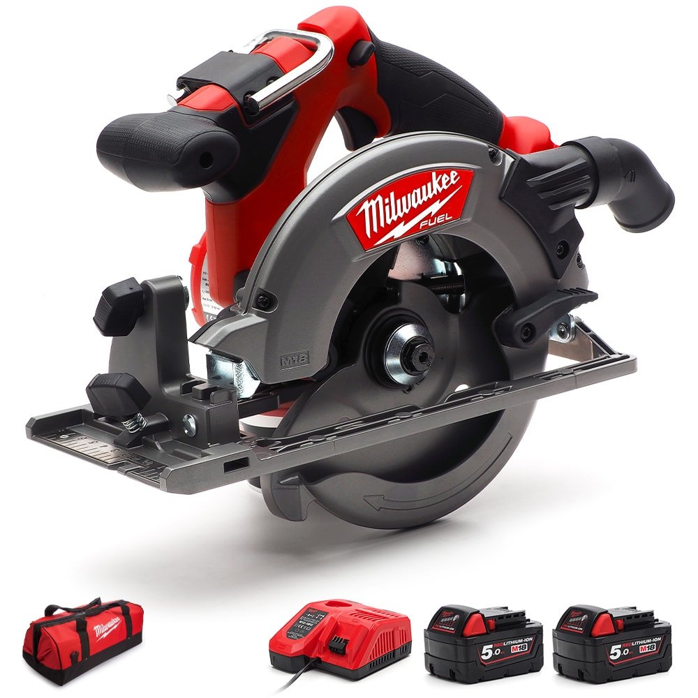 Milwaukee M18 CCS55 - 502c FUEL 165mm Circular Saw 2 x 5.0Ah - M18CCS55 - 502c - M18CCS55-502C - Milwaukee Tools UK - Trade Counter Direct