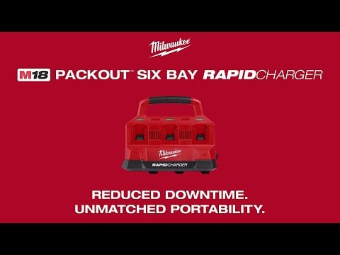Milwaukee M18 PACKOUT 6 Bay RAPID Charger - M18PC6 - M18PC6 - Milwaukee Tools UK - Trade Counter Direct