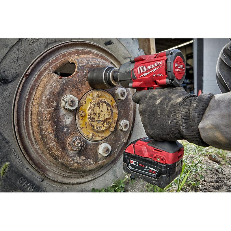 Milwaukee M18FMTIW2F12 - 502X Mid Torque 1/2" Impact Wrench with Friction Ring Kit - 2 x 5Ah kit - M18FMTIW2F12-502X - Milwaukee Tools UK - Trade Counter Direct