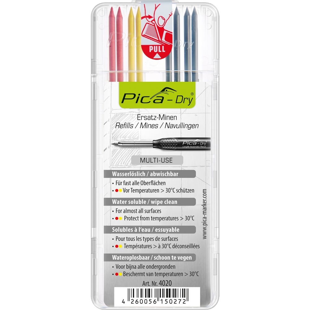Pica DRY Refill Black, Red and Yellow - PICA4020 - 8 Pc - PICA4020 - Pica - Trade Counter Direct