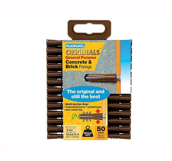 Plasplug GP550 General Purpose Multifix Fixings - Pack of 50 - PLASGP550 - Plasplug - Trade Counter Direct